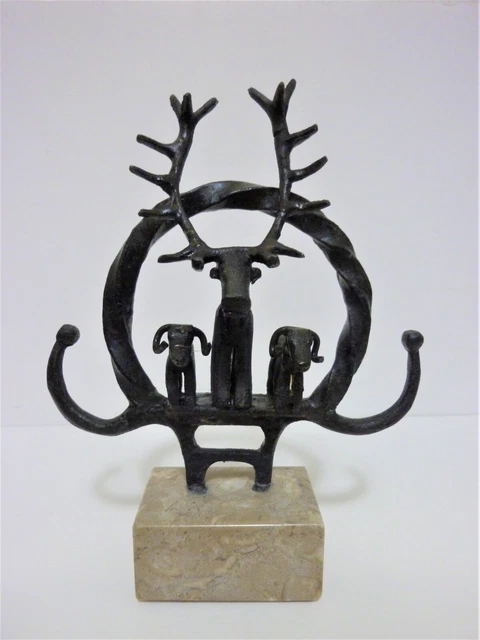 MCM Scandinavian Wrought Iron Sculpture - Reindeer Big Horn Sheep MCM Scandinavian Wrought Iron Sculpture - Reindeer Big Horn Sheep