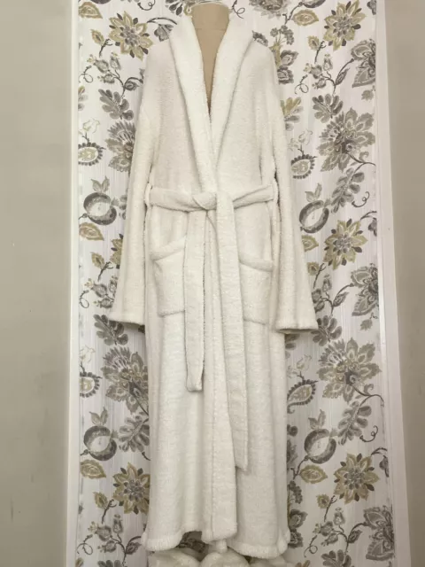 Barefoot Dreams Style 509 CozyChic Ivory Belted Long Bathrobe Pockets Size 3