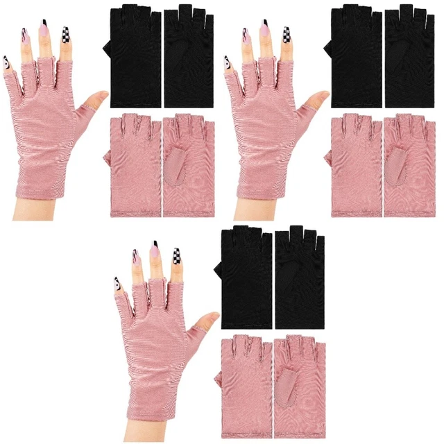 6 Pairs Nagelkunstzubehör Nail-Art-Accessoire UV-Handschuhe Fingerlose Anti-UV