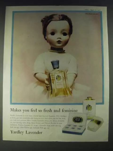 1958 Yardley Lavender Ad - Featuring Madame Alexander Doll