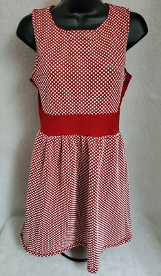 Womens Red White Polka Dot Sundress Dress Size M