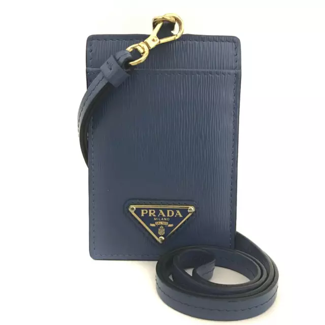 PRADA Triangle Logo Leather Card Case w/Strap/9Y1773