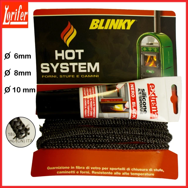 GUARNIZIONE PORTA STUFA A Legna Grado Industriale Corda Nera Stufa