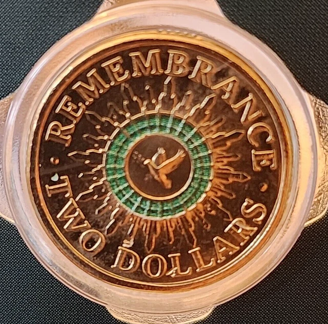 2023 AUSTRALIA 2 Two Dollar Coin 35th Anniversary 2014 REMEMBRANCE DOVE GREEN 59.50