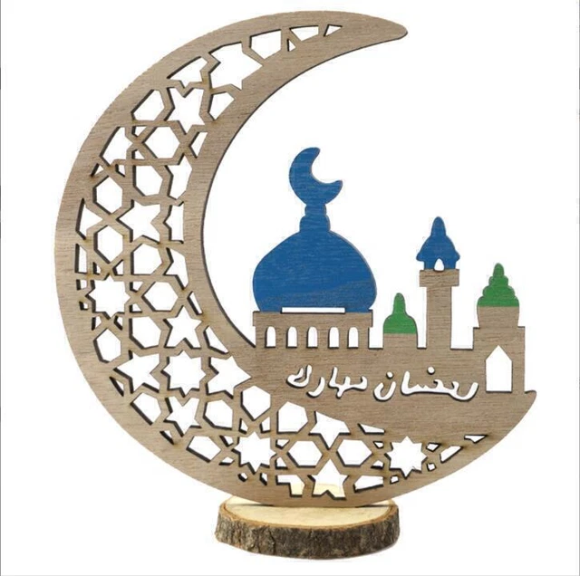 2022 New Wooden Handicraft Ornaments Eid al-Fitr Festival Moon Desktop Ornaments