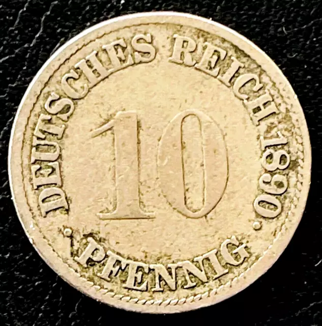 1890 Germany Coin 10 Pfennig 1890f F KM# 12 German Europe Money RARE SCARCE DATE 1890 Germany Coin 10 Pfennig 1890f F KM# 12 German Europe Money RARE SCARCE DATE