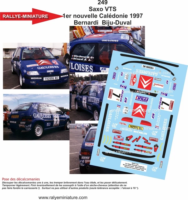 Décalcomanies 1/32 CITROEN SAXO KIT CAR HERVE VERICEL Rallye Tour De Corse 1999 - Réf. 497