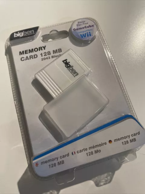 NEUF NEW carte mémoire 128 Mb memory card nintendo game cube GC + boîtier blanc