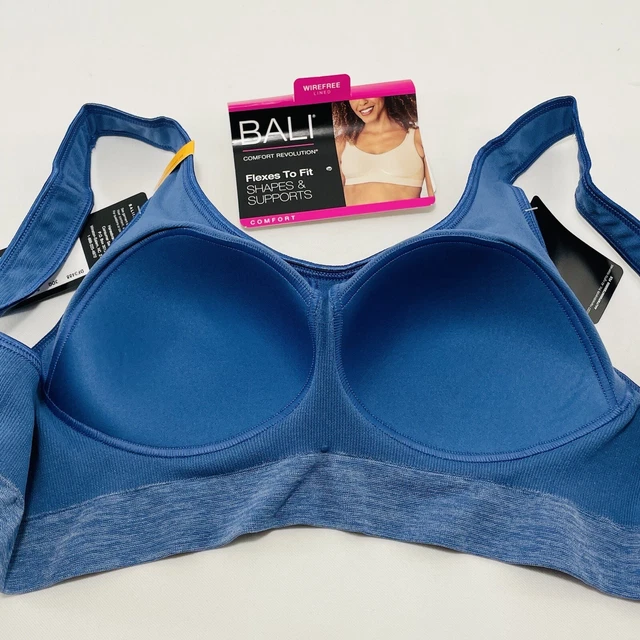 BALI SHAPEWEAR COMFORT Bra Flexes Fit Support Size S Blue Wireless No ...