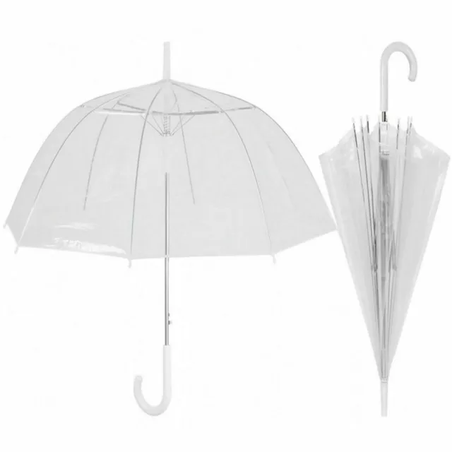 Ombrello sposa trasparente maniglia bianca bianco automatico umbrella pioggia