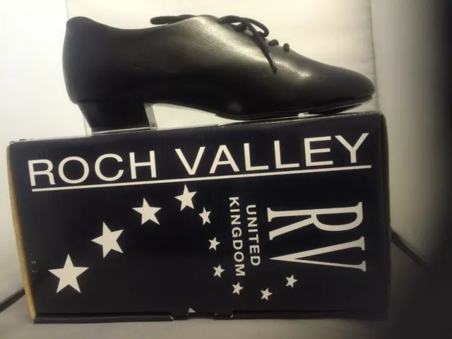 Roch Valley unisex black pu Oxford jazz tap shoe sizes child 10 to adult 8