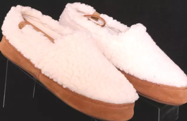 NEW Acorn RN22605 Shearling White Moc Popcorn Loafer Slipper Shoes Womens US 8