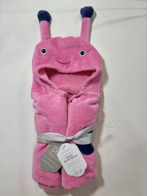 Pottery Barn Kids Pink LADYBUG Bath Baby Nursery Hooded Wrap Towel NEW *RETIRED*