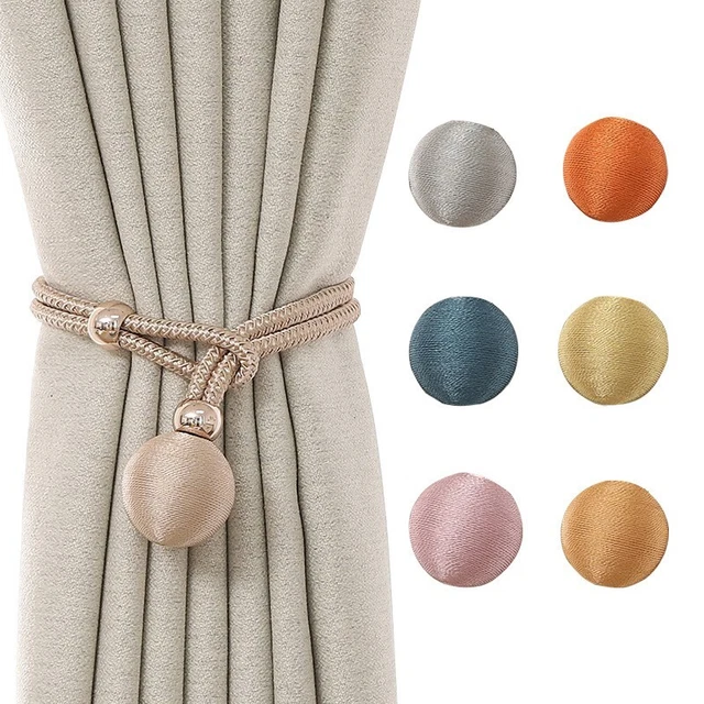 2PCS Curtain Tiebacks Tie Backs Buckle Clips Weave Rope Holdbacks Home
