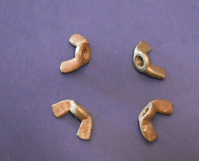 4 Vintage Steel Wing Nuts 1/4"-20 Coarse Thread 3