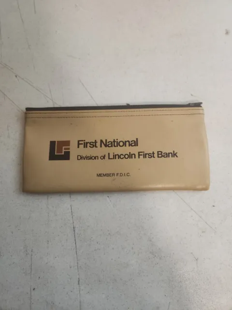 First National Bank  Division of Lincoln First - Vinyl Zipper BANK BAG FDIC