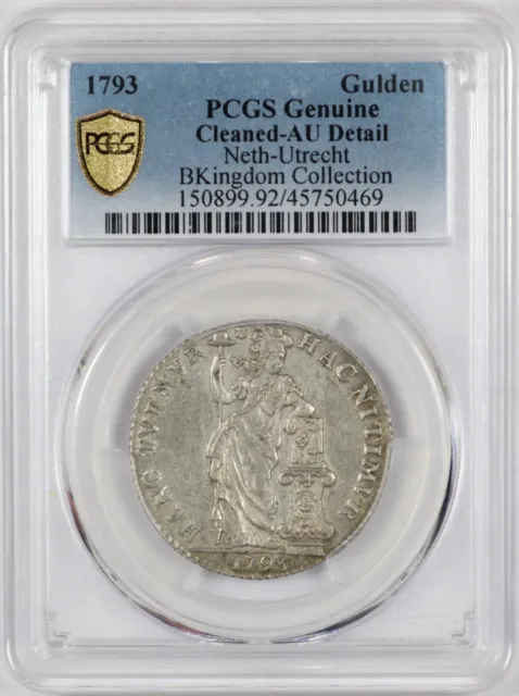 PCGS AU Det. 1793 Netherlands Utrecht Gulden Silver Coin