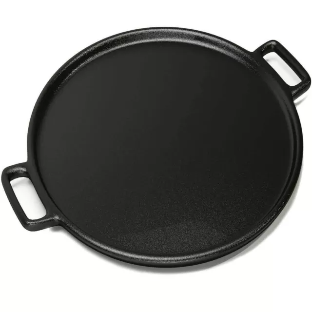 35cm 14＂ Cast Iron Pizza pan Griddle Baking Grill Camping Large Loop Handles