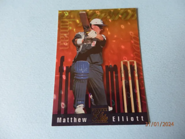 1996 Futera Cricket Elite Freshman Chase Card Insert F3 Matthew Elliott-919/2000