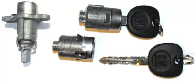 New GM OEM Chrome Doors/Trunk Lock Key Cylinder Set With GM Logo Keys To Match