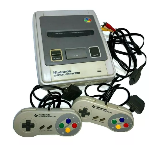 Nintendo Super Famicom Console Controller x2 SNES Japan ver. Tested Working JP