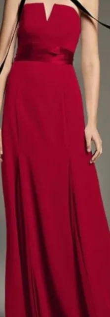 White Vera Wang Womens Strapless Bridesmaid Dress Red Size 8 Sweetheart Neck