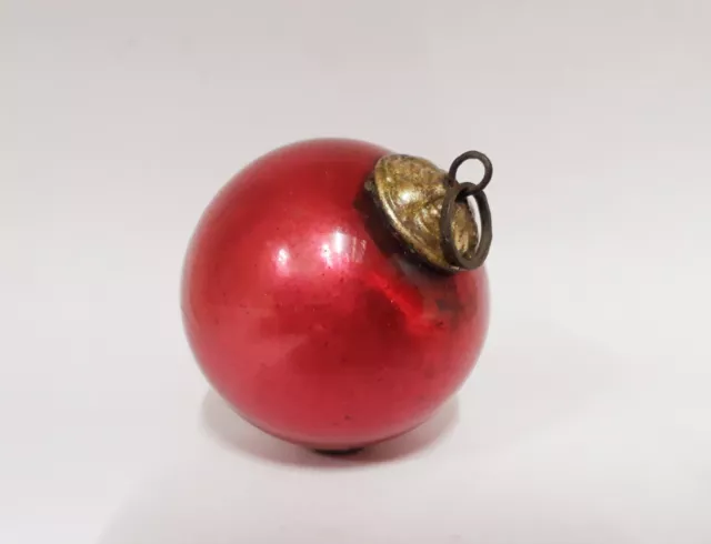 Old German Kugel Christmas Ornament Glass Ball Brass Cap Collectible.