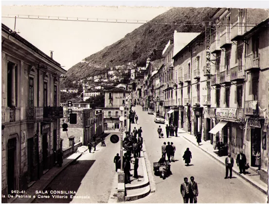 Cartolina Campania - Salerno - Sala Consilina 689 - Via De Petrinis Anni 50