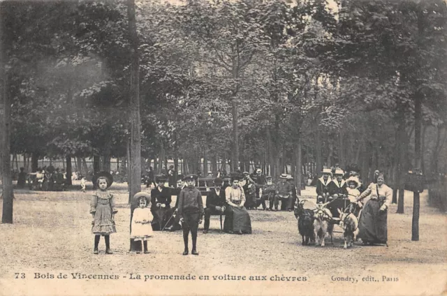CPA 94 VINCENNES WOOD / LA PROMENADE EN CAR AUX GOATS / rare photo