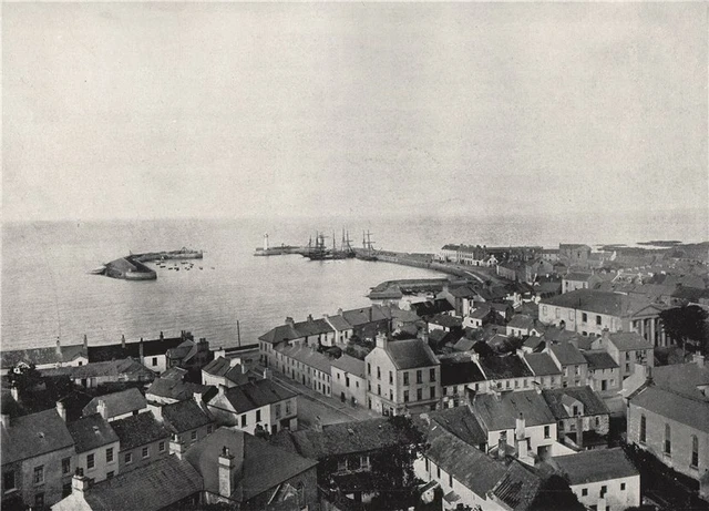 DONAGHADEE. View from the Church Tower, showing harbour. Ulster 1895 old print
