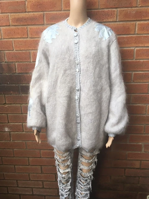 Cardigan Gaynor Charles Donna Fatto a mano Mohair Blu Pallido
