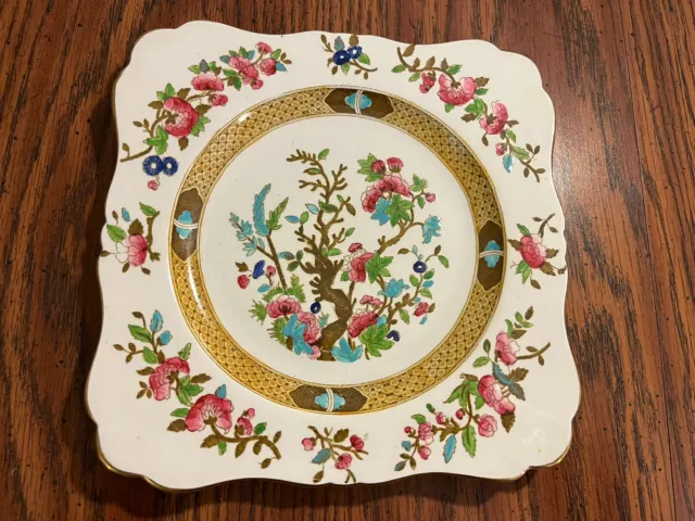 Royal winton grimwades plate 8 1/4” Square Flowers W/ Gold Trim