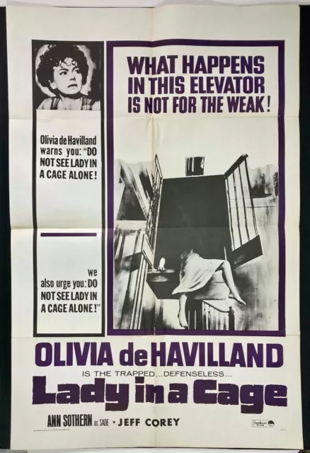 Lady in a Cage Original US One Sheet Movie Poster Olivia de Havilland 1964