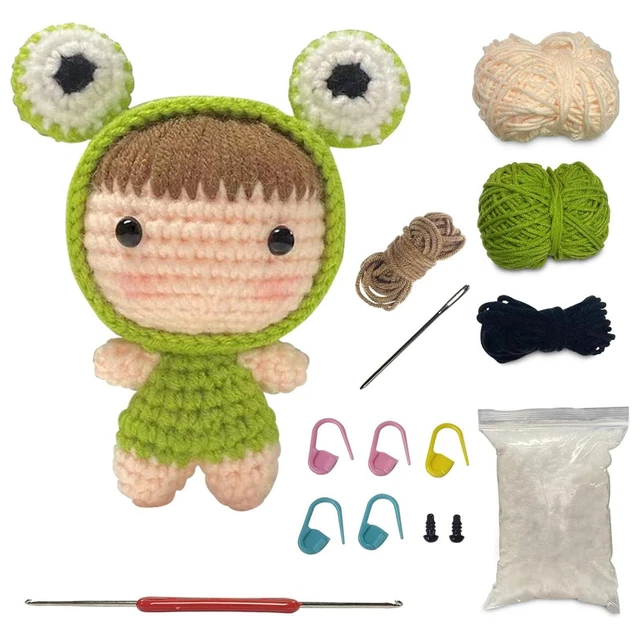 Kit de crochet para principiantes conjunto de tejido a mano lindo llavero de lana colgante