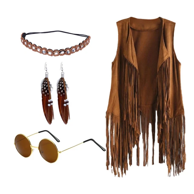 Costumi hippie vestiti orecchino costume di Halloween da donna anni '60 e
