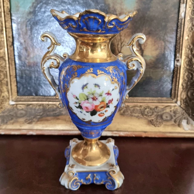 Vase en opaline ~1900 décor floral - ANTIQU'ART