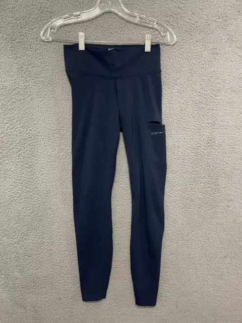 Nike Power Pocket Size Small Tights Navy Hyper Tight Fit Full Length AT4578-451