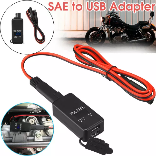 Dual Waterproof USB Port Motorcycle Charger Socket Black Power Adapter Motorbike