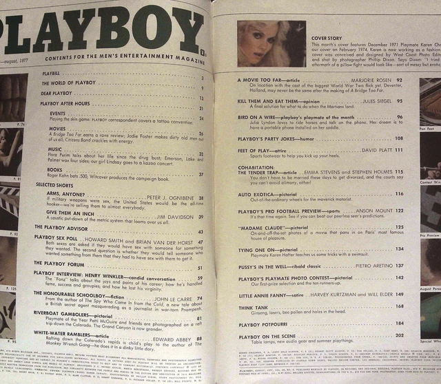 PLAYBOY 8/1977 KAREN CHRISTY Julia Lyndon PATTI MCGUIRE Hope Olson