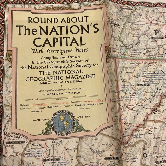 1956 vintage The Nation’s  capital map by the national geographic