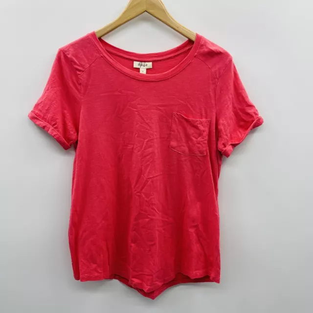 Style & Co Womens Size Large Solid Crewneck One-Pocket Top in Frosted Rose 2239