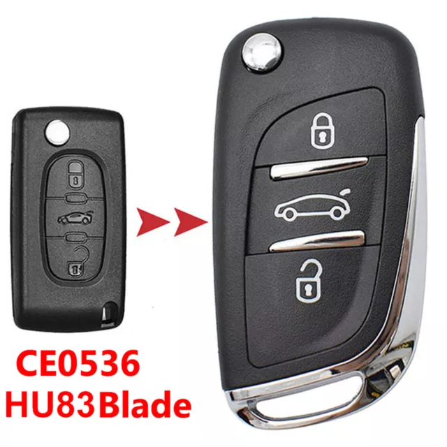 Flip Car Key Fob Remote Case Shell 3Button für Peugeot 207 307 308 407 3008 807