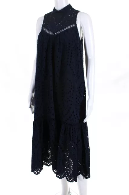BB Dakota Womens Keyhole Lace Embroidered Tank Midi Dress Dark Blue Size XS 2