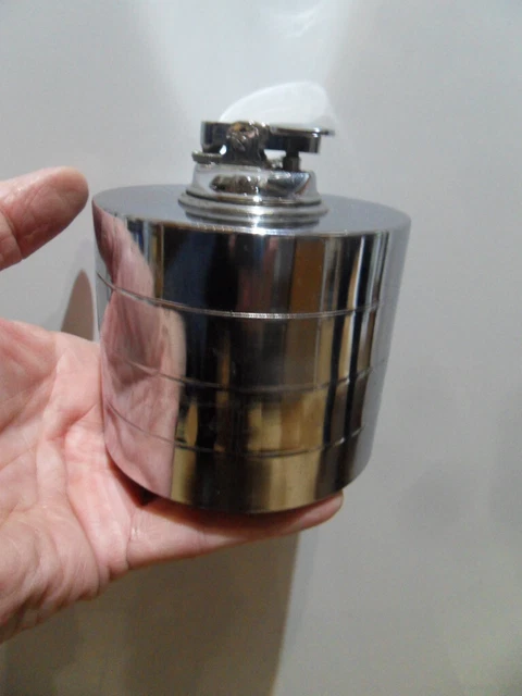 Vintage briquet de table chromé et ses cendriers déco loft space age ashtray