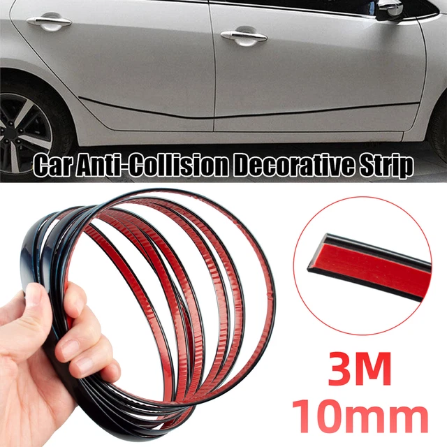 Car Side Door Black Chrome Strip Bumper Protector Trim Tape Sticker Accessories
