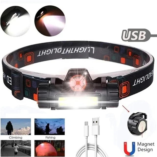 Paquete de 2 faros LED recargables USB impermeables faros linterna/