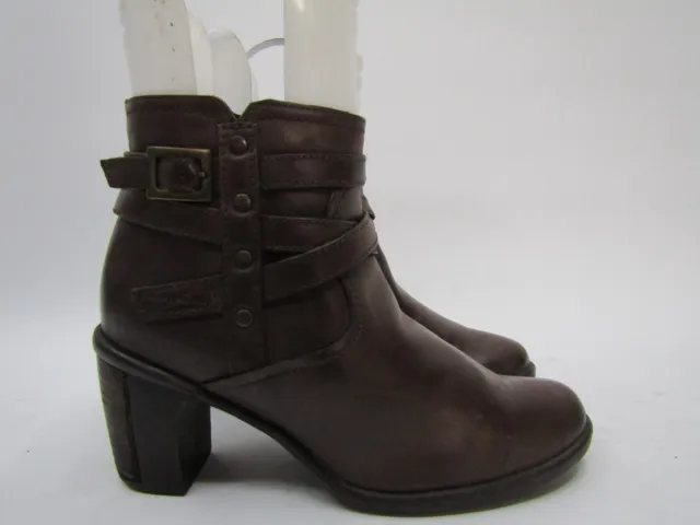 CLARKS WOMENS SIZE 6.5 M Brown Leather Zip Buckle Fashion Ankle Boots ...