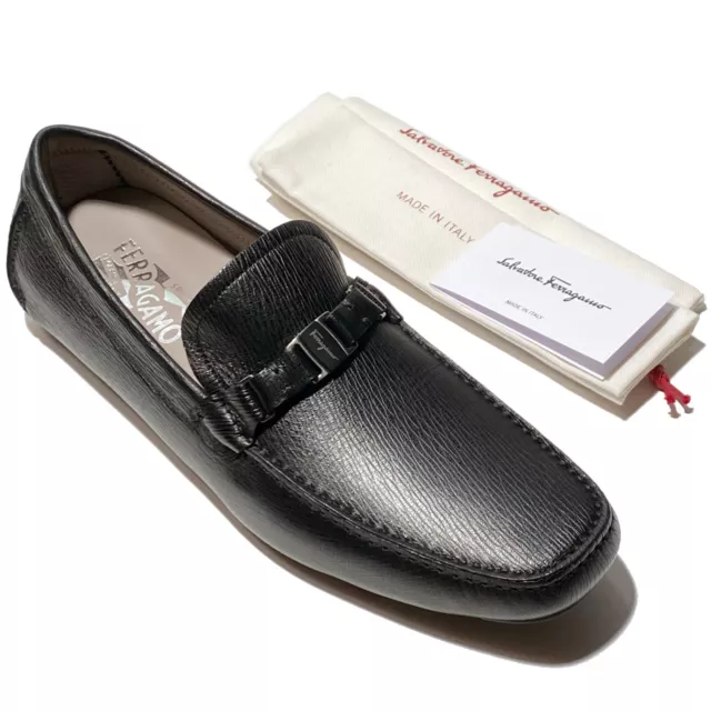Salvatore Ferragamo Mens Loafers Drivers shoes Size 9 EE AMER Wine Pebble  Calf