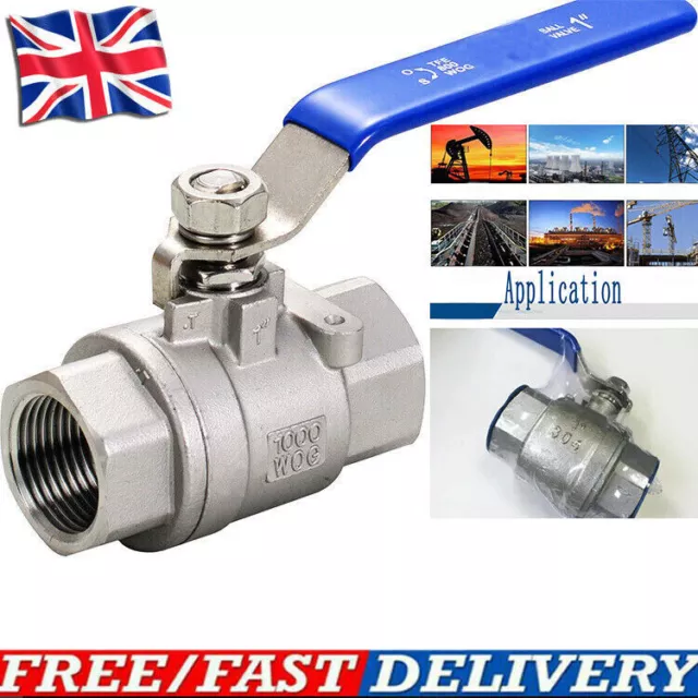 Lever Arm Stainless Steel Tap Ball Valve 1/4" 1/2" 3/4" 1" BSP Female to Female