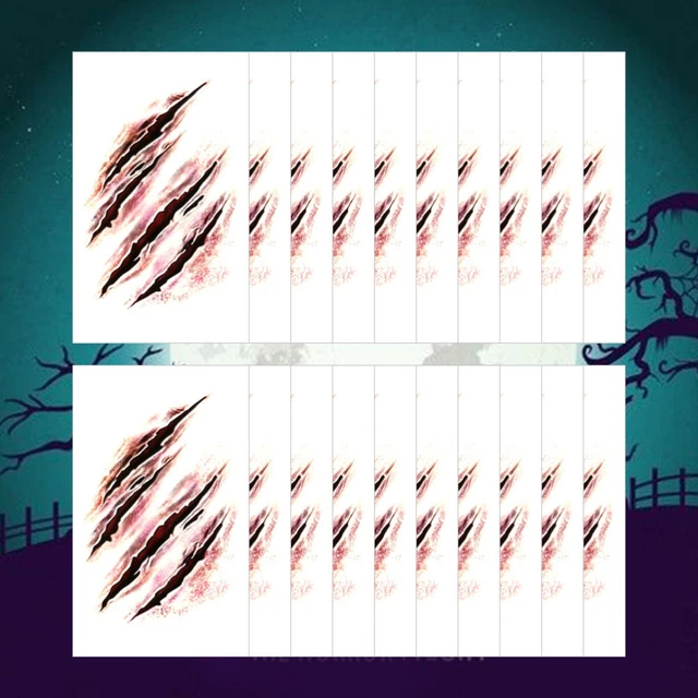 20 Pcs Blessure Stickers Autocollants D'halloween Horrible Cicatrice